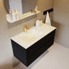MONDIAZ VICA-DLUX Ensemble meuble de salle de bains - 100cm - meuble bas urban - 2 tiroirs - lavabo encastré cloud gauche - 1 trou de robinet - version haute 60cm - opalo SW1088520