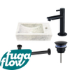 FugaFlow Eccelente Arredo fonteinset - 22x40x10cm - 1 kraangat - rechts - marmer - fonteinkraan zwart mat - wit - Black Friday - SW1125337