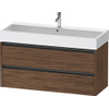 Duravit Ketho.2 Wastafelonderbouwkast - met 2 laden - voor enkele wastafel - 118.4x46x54.9cm - met grepen antraciet - donker noten mat SW772746
