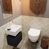 MONDIAZ ANDOR Toiletmeubel - 40x30x30cm - 0 kraangaten - 1 lades - urban mat - wasbak rechts - Solid surface - Wit SW473922