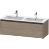 Duravit Ketho.2 Wastafelonderbouwkast - met 1 lade - voor dubbele wastafel - 128x48x44cm - met greep antraciet - eiken terra mat SW771911