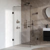 BRAUER Void Carving Cabine de douche - 100x100x200cm - porte battante - revêtement de verre - réversible - verre clair - noir mat SW1418085