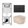 QeramiQ Dely Swirl Toiletset - 36.3x51.7cm - Geberit UP320 inbouwreservoir - met Burda frame - 35mm zitting - mat zwarte metalen bedieningsplaat - rechthoekige knoppen - mat beige SW1138565