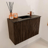 Mondiaz JOYA-DLUX 60cm toiletmeubel - kleur Walnut - Wastafel FAYE positie Midden 1 kraangat kleur Lava. SW1422448