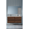 Saniclass Prime Essential Meuble de salle de bain - 120x55x46cm - 2 vasques rectangulaires blanc - 2 trous de robinet - 4 tiroirs - miroir rectangulaire - noyer (hout) SW925129