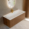 MONDIAZ KURVE-DLUX 110cm Meuble salle de bain - couleur Walnut - 1 tiroir - vasque BIG MEDIUM centre - 1 trou de robinet - couleur Opalo SW1137654