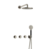 Hotbath Cobber IBS70 Ensemble de douche à effet pluie encastré - bras mural 38,5 cm - douche de tête ronde 20 cm - douchette 3 jets - nickel brossé SW678008