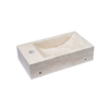 FugaFlow Eccelente Pietra Ensemble fontaine - 40x22x10cm - trou de robinet à droite - robinet de fontaine mat blanc - bouchon de vidange - siphon abaissé - pierre naturelle marbrée SW1468978