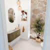 Mondiaz JOYA-DLUX 93.2cm toiletmeubel - ronding links en rechts kleur Dusk - Wastafel FAYE positie Midden 1 kraangat kleur Opalo. SW1423349