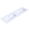 Arcqua Mira Lavabo encastré - 161x46x1.5cm - double vasque - sans trou de robinet - marbre de synthèse - blanc brillant SW1581374
