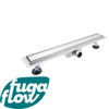 FugaFlow Eccelente Vetro Caniveau de douche 200cm avec grille fermée et bride de sol Inox SW1123959