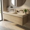 Forzalaqua Ibiza Ensemble meuble de salle de bains - 160x50x50cm - 2 tiroirs - lavabo en travertin - sans trou de robinet - jeu de supports - bouchen de vidage - smoke SW1476873