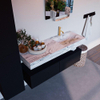 Mondiaz ALAN-DLUX Ensemble de meuble - 130cm - meuble Urban mat - 2 tiroirs - Lavabo Cloud Glace suspendu - vasque Droite - 1 trou de robinet SW805689
