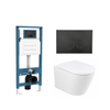 QeramiQ Dely Ensemble WC - réservoir encastré Qeramiq Flush - abattant 35mm - plaque de commande noire mate en métal - boutons ronds - blanc mat SW1579133