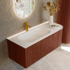 Mondiaz KURVE Ensemble de meuble de salle de bains - 115x46x40cm - 1 tiroir - 1 porte - lavabo solid surface - gauche - 1 trou de robinet - Ruby SW1415605