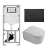 QeramiQ Dely Swirl Toiletset - 36.3x51.7cm - Geberit UP320 inbouwreservoir - met Burda frame - 35mm zitting - mat zwarte bedieningsplaat - rechthoekige knoppen - wit mat SW1138634