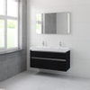 Bruynzeel Pinto badmeubelset 65.3x120x46cm 2 kraangaten 2 wasbakken 4 lades met spiegel met softclose composite zwart eiken SW384869 Bruynzeel Pinto badmeubelset 65.3x120x46cm 2 kraangaten 2 wasbakken 4 lades met spiegel met softclose composite zwart eiken SW384869