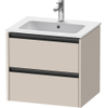 Duravit Ketho.2 Wastafelonderbouwkast - met 2 laden - 61x48x55cm - met grepen antraciet - taupe mat SW772282