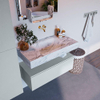 Mondiaz ALAN-DLUX Ensemble de meuble - 90cm - meuble Clay mat - 1 tiroir - Lavabo Cloud Glace suspendu - vasque Centre - 0 trous de robinet SW806199