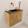Mondiaz JOYA-DLUX 50cm toiletmeubel - kleur Oak - Wastafel FAYE positie Links Zonder kraangat kleur Lava. SW1422037