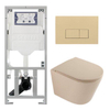 QeramiQ Dely Toiletset - 36.3x51.7cm - diepspoel - rimless - Geberit UP320 inbouwreservoir - softclose toilet zitting - bedieningsplaat beige - rechthoekige knoppen - mat beige SW1242401