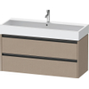 Duravit Ketho.2 Wastafelonderbouwkast - met 2 laden - voor enkele wastafel - 118.4x46x54.9cm - met grepen antraciet - linnen mat SW771842