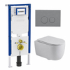 QeramiQ Dely Swirl Toiletset - 36.3x51.7cm - Geberit UP720 Duofix Sigma inbouwreservoir - 35mm zitting - bedieningsplaat licht grijs - ronde knoppen - glans wit SW1413149