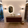 Mondiaz CIRO-DLUX Badkamermeubelset - 150x45x50cm - Solid surface wastafel Oza - 1 wasbak Links - zonder kraangaten - 4 lades - Ruby SW1532113
