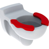 Geberit Bambini hangtoilet voor kinderen 535 mm porselein diepspoeler met karmijnrode opzetzitting met KeraTect wit SW544139