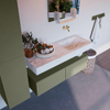 Mondiaz ALAN-DLUX Ensemble de meuble - 120cm - meuble Army mat - 2 tiroirs - Lavabo Cloud Opalo suspendu - vasque Droite - 0 trous de robinet SW806910