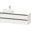 Duravit ketho meuble sous 2 lavabos avec plaque de console et 4 tiroirs pour lavabo à gauche 160x55x56.8cm avec poignées anthracite white matt SW772890