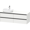 Duravit Ketho.2 Wastafelonderbouwkast - inclusief consoleplaat - met 4 laden - voor waskom links - 160x55x56.8cm - met handgrepen antraciet - wit mat SW772890