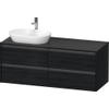 Duravit Ketho.2 Wastafelonderbouwkast - inclusief consoleplaat - met 4 laden - voor waskom links - 140x55x56.8cm - met handgrepen antraciet - eiken zwart mat SW771997
