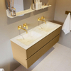 Mondiaz VICA-DLUX ensemble de meuble de salle de bain - 130cm - meuble sous-vasque oro - 2 tiroirs - lavabo encastré cloud double - sans trous de robinet - version haute de 60cm - opalo SW1086617