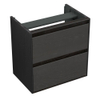 Forzalaqua Reno 2.0 wastafelonderkast 59.5x39.5x60cm met 2 softclose greeploze lades Massief Eiken Black oiled SW492418