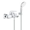 Grohe Eurostyle New Mitigeur bain mural entraxe=15cm avec raccords et garniture de douche avec levier fermé chrome/blanc SW108054 Grohe Eurostyle New Mitigeur bain mural entraxe=15cm avec raccords et garniture de douche avec levier fermé chrome/blanc SW108054