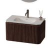 Royal Plaza Terra Edge Badkamermeubelset - 80x44.7x46cm - solid surface wastafel wit mat - 1 wasbak - 1 kraangat - 2 lades - kastanje (walnoot) SW1471909