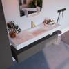 Mondiaz ALAN-DLUX Ensemble de meuble - 150cm - meuble Dark grey mat - 2 tiroirs - Lavabo Cloud Opalo suspendu - vasque Centre - 1 trou de robinet SW806289