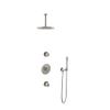 Hotbath Buddy IBS Ensemble de douche de tête - bras de plafond 15 cm - douche de tête ronde 25 cm - douchette barre - nickel brossé SW158536