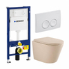 QeramiQ Dely Toiletset - Geberit UP100 inbouwreservoir - witte bedieningsplaat - softclose toilet zitting - 35mm - mat beige SW1236524