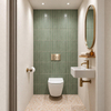 Adema Salina 2.0 Ensemble WC - 48.5x36x32cm - cuvette profonde - sans rebord de rinçage - réservoir encastré QeramiQ - softclose - déclipsage rapide - abattant WC - plaque de commande métallique or brossé - boutons ronds - blanc SW1474585