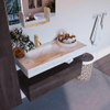 Mondiaz ALAN-DLUX Ensemble de meuble de salle de bain - 120x46cm - 1 tiroir - vasque suspendue - 1 trou de robinetterie - 1 à gauche - Dark Brown (chêne foncé) SW1239353