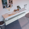 Mondiaz ALAN-DLUX Ensemble de meuble - 200cm - meuble Clay mat - 2 tiroirs - Lavabo Cloud Frappe suspendu - vasque Gauche - 0 trous de robinet SW804771