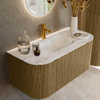 Mondiaz KURVE-DLUX Ensemble de meubles de salle de bains - 100x46x40cm - 1 tiroir - 2 portes - lavabo solid surface - central - 1 trou de robinet - Dusk SW1415447