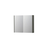 INK SPK2 Spiegelkast - 90x14x74cm - 2 deuren - dubbelzijdige Spiegel - schakelaar en stopcontact - MDF lak Mat beton groen SW440068