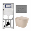 QeramiQ Dely Swirl Toiletset - 36.3x51.7cm - Geberit UP320 inbouwreservoir - met Burda frame - 35mm zitting - bedieningsplaat licht grijs - ronde knoppen - mat beige SW1164800