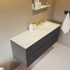 Mondiaz VICA-DLUX ensemble de meuble de salle de bain - 130cm - meuble sous-vasque gris foncé - 2 tiroirs - lavabo encastré cloud droite - 1 trou de robinet - version haute de 60cm - opalo SW1087861