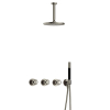 Hotbath Cobber @Work Regendoucheset - inbouw - 15cm plafondarm - 20cm ronde hoofddouche - staafhanddouche - Geborsteld nikkel SW678079