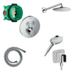 Hansgrohe Showerselect s Ensemble de douche - partie encastrée - thermostat - douchette - flexible de douche - support de douchette - pomme de douche - bras de douche - chrome SW1208481