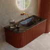 Mondiaz KURVE-DLUX ensemble de meubles de salle de bains - 105x46x40cm - 1 tiroir - 1 porte - lavabo solid surface - droit - sans trou de robinet - Ruby SW1416025